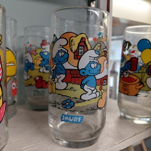 Set of Vintage 1980s Smurf Drinking Glasses