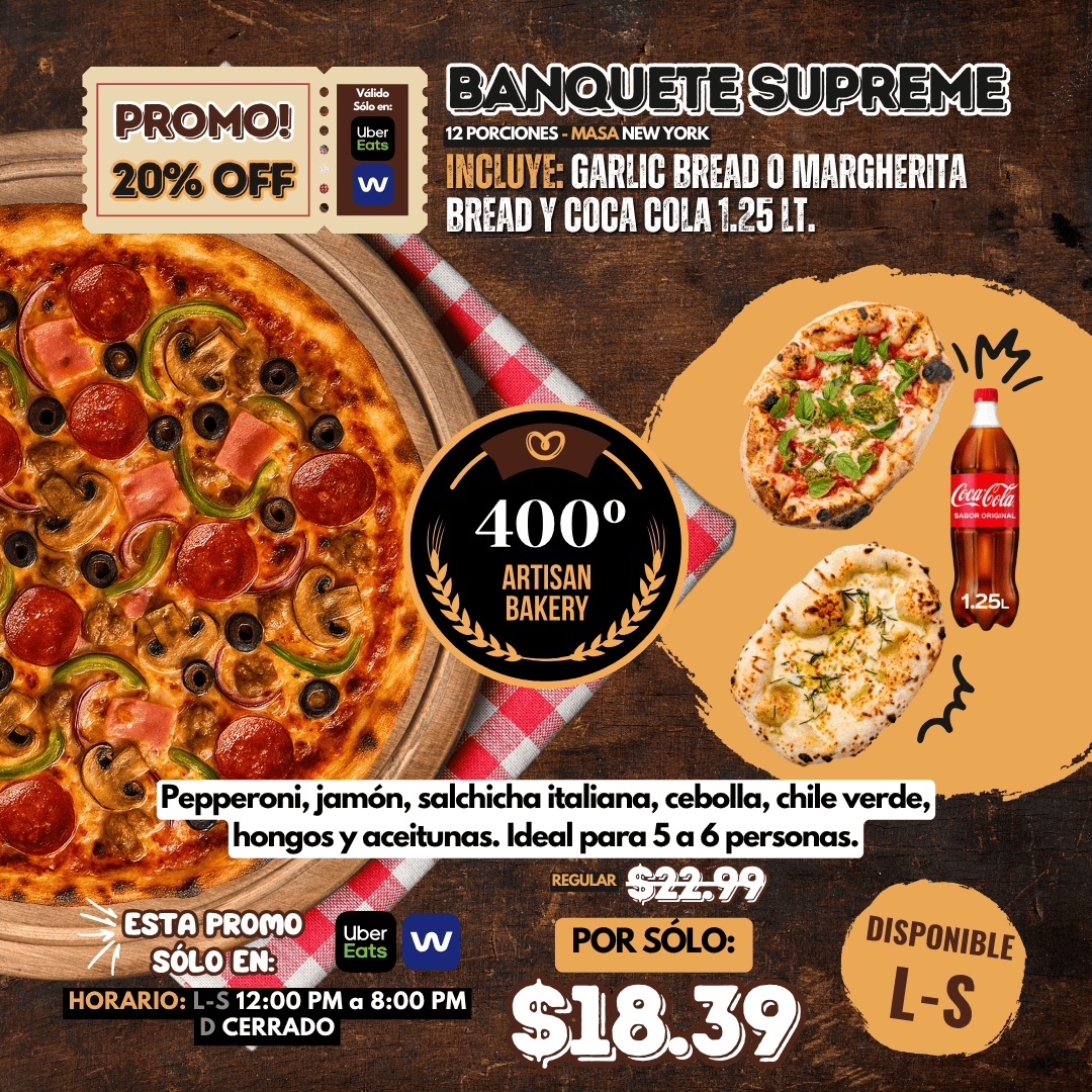 PROMO BANQUETE SUPREME 20% OFF EN UBEREATS Y WERIS