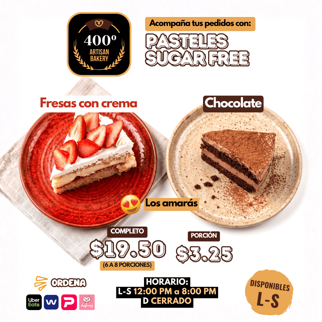 PASTELES SUGAR FREE DE FRESAS CON CREMA O CHOCOLATE - SIN LACTOSA