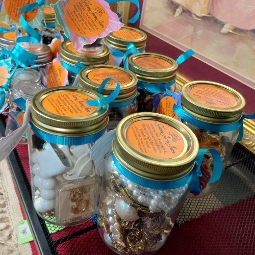 Glam Jam Jars filled with a mix of Vintage, Collectibles, Trinkets, and More